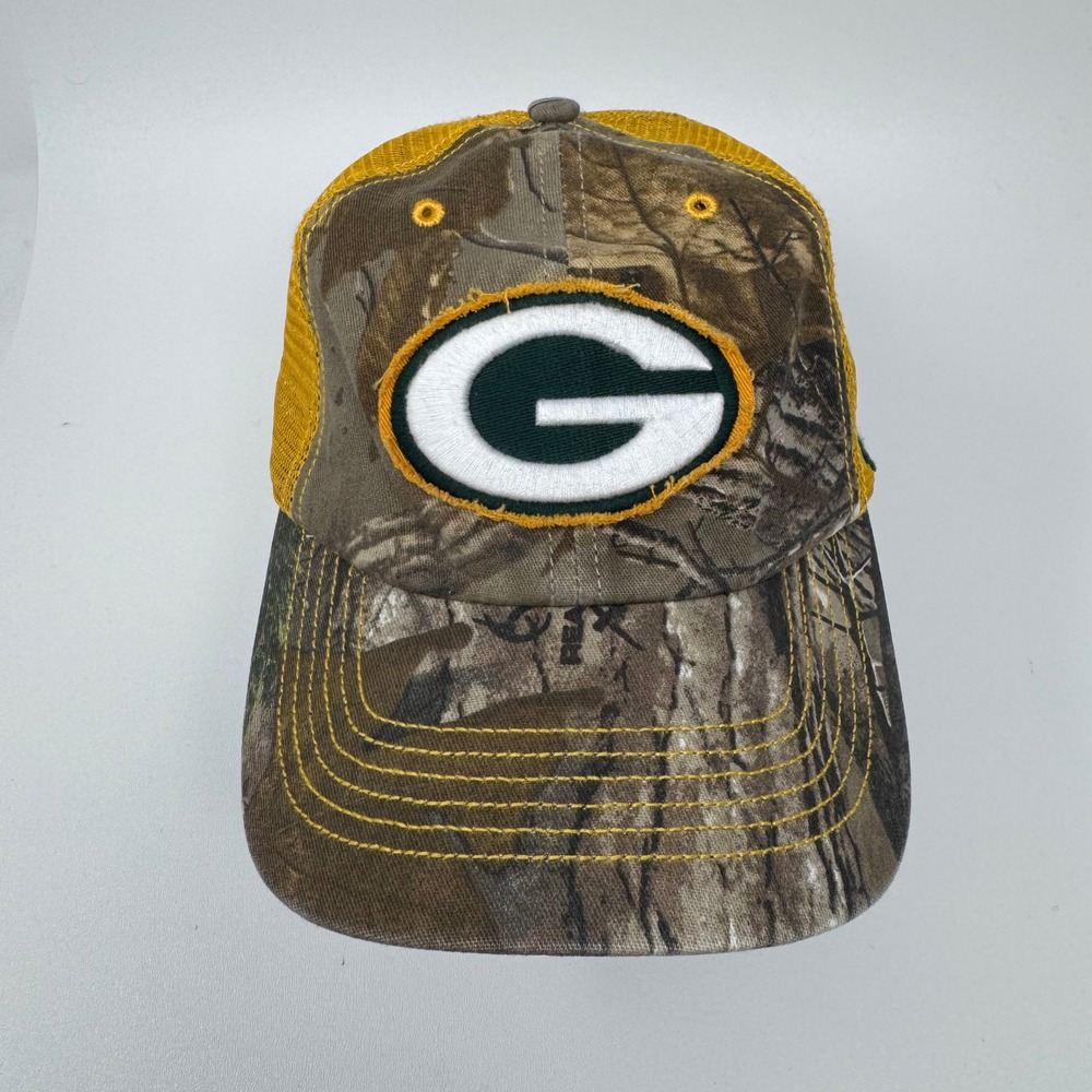 47 Brand Green Bay Packers RealTree‎ Camo Mesh Trucker Hat Mens ML Stretch Fit